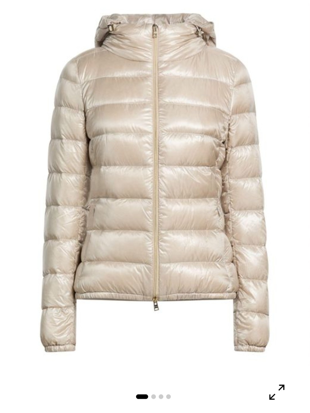 Herno Women's Light Beige Shiny Hooded Puffer Jacket Angela Sz 2 /38IT